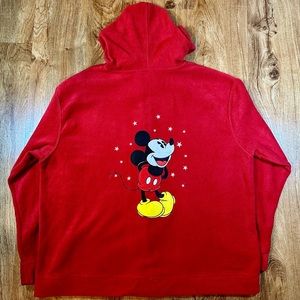 Vintage Red Mickey Mouse Full Zip Fleece Hoodie Women’s Size 2XL Disney Cozy